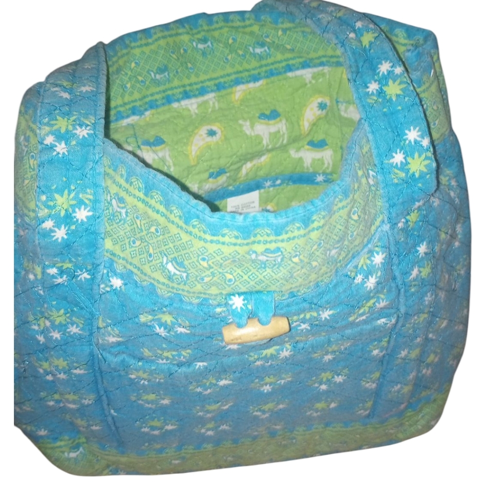 Blue and Green Quilted Women's Bag